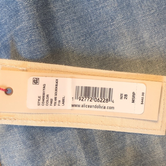 Alice and Olivia, denim and lamb leather mini skirt, size 28 - Picture 9 of 9